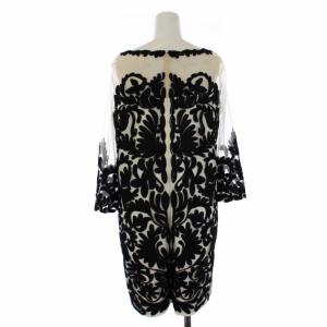 Diagram GRACE CONTINENTAL サテンコード刺繍ワンピース ひざ丈 七分袖 総柄 シアー シースルー 36 S 白 ホワイト 黒 ブラック 17135049-1