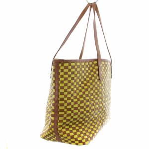 kate spade new york トートバッグ ハンドバッグ 総柄 編み込み エナメル レザー 黄 イエロー 茶 ブラウン PXRU1656