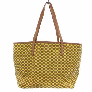 kate spade new york トートバッグ ハンドバッグ 総柄 編み込み エナメル レザー 黄 イエロー 茶 ブラウン PXRU1656