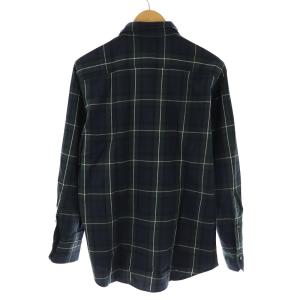 Paul Stuart ネルシャツ ボタンダウン カジュアル 長袖 ワンポイント チェック カシミヤ混 L 紺 ネイビー 緑 グリーン 黒 ブラック