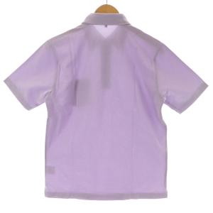 Paul Stuart ポロシャツ ボタンダウン 半袖 L 紫 パープル 白 ホワイト EC
