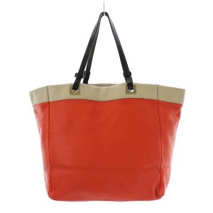 FURLA トライブ トートバッグ ショルダーバッグ ロゴ バイカラー レザー オレンジ グレー 黒 ブラック EC