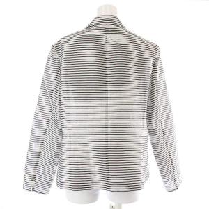 Aquascutum テーラードジャケット シングル 薄手 肩パッド ボーダー 15 XXL グレー 白 ホワイト