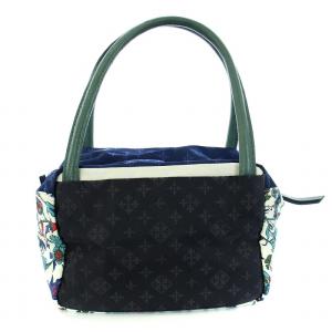 russet ハンドバッグ ナイロン 花柄 総柄 緑 グリーン 紺 ネイビー