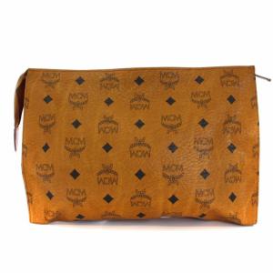 MCM セカンドバッグ クラッチバッグ 総柄 レザー 茶 ブラウン