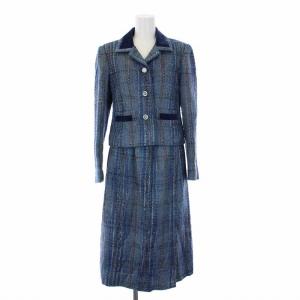 CREATIONS ツイードスーツ セットアップ 上下 テーラードジャケット S ブルー