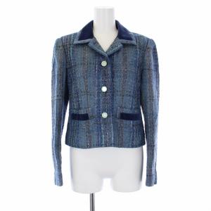 CHANEL CREATIONS ツイードスーツ セットアップ 上下 テーラードジャケット S ブルー