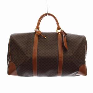 CELINE ボストンバッグ マカダム柄 PVC レザー ブラウン