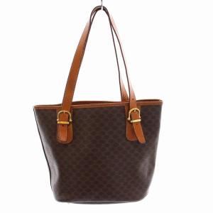 CELINE トートバッグ マカダム柄 PVC レザー 茶