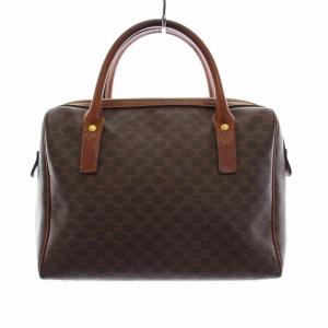 CELINE ハンドバッグ マカダム柄 PVC レザー 茶 ブラウン