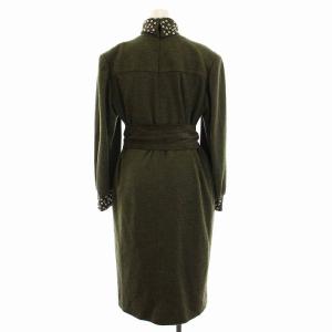 GIVENCHY ワンピース ロング スタッズ 長袖 ウール 38 M カーキ