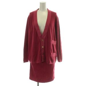 セットアップ 上下 カーディガン タイトスカート ひざ丈 ウール M 赤 レッド