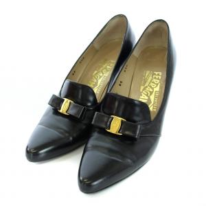 パンプス ヴァラ ポインテッドトゥ レザー 6.5B 24cm 黒 ブラック