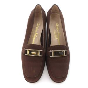 Salvatore Ferragamo パンプス ローファー ローヒール ヌバックレザー 靴 シューズ 6 23.5cm 茶 ブラウン