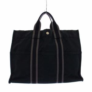 HERMES フールトゥMM トートバッグ ハンドバッグ キャンバス 黒 ブラック