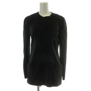 ノーカラージャケット 長袖 38 M 黒 ブラック