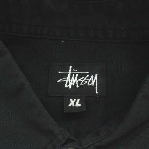 STUSSY シャツ 長袖 ロゴ刺繍 XL 黒 ブラック