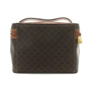 CELINE ヴィンテージ マカダム柄 ハンドバッグ バニティバッグ PVC レザー 茶 ブラウン M95