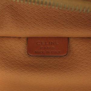 CELINE ヴィンテージ マカダム柄 ハンドバッグ バニティバッグ PVC レザー 茶 ブラウン M95
