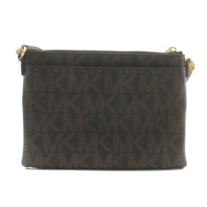 MICHAEL KORS ショルダーバッグ ポシェット レザー PVC ロゴ 総柄 ゴールド金具 茶 ブラウン