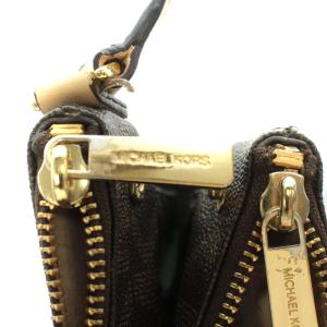 MICHAEL KORS ショルダーバッグ ポシェット レザー PVC ロゴ 総柄 ゴールド金具 茶 ブラウン