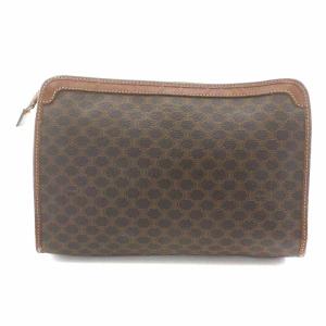 CELINE セカンドバッグ マカダム柄 レザー 茶 ブラウン