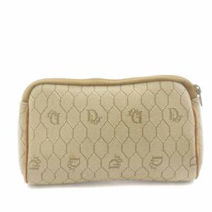 Christian Dior ポーチ 化粧ポーチ ロゴ 総柄 レザー ベージュ