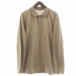 ポロシャツ カットソー 長袖 刺繍 L ベージュ