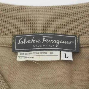 Salvatore Ferragamo ポロシャツ カットソー 長袖 刺繍 L ベージュ