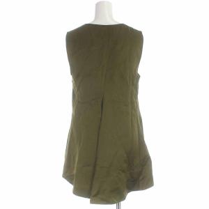 JIL SANDER チュニック Vネック リネン混 アシンメトリー ノースリーブ 34 S カーキ