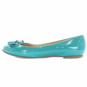 Salvatore Ferragamo パンプス エナメル ラウンドトゥ フラット ヴァラ 6.5D 24cm 緑 グリーン