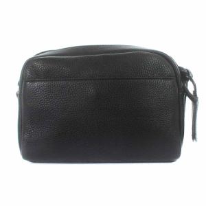 agnes b. エンボスロゴショルダーバッグ レザー 牛革 黒 ブラック