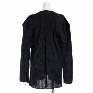 PLEATS PLEASE ISSEY MIYAKE イッセイミヤケ カーディガン ミドル丈 プリーツ 長袖 大きいサイズ 4 XL 黒 ブラック