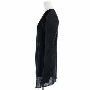 PLEATS PLEASE ISSEY MIYAKE イッセイミヤケ カーディガン ミドル丈 プリーツ 長袖 大きいサイズ 4 XL 黒 ブラック