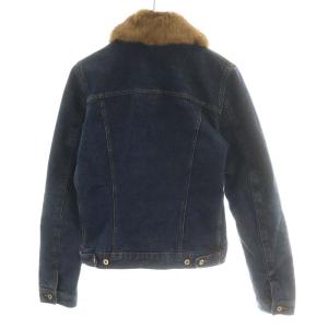D&G デニムジャケット Gジャン ジージャン フェイクファー レオパード ヒョウ柄 S 紺 ネイビー