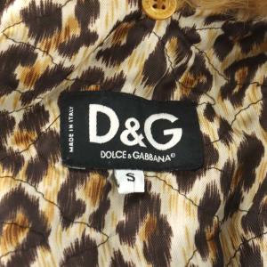 D&G デニムジャケット Gジャン ジージャン フェイクファー レオパード ヒョウ柄 S 紺 ネイビー