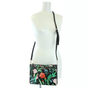 kate spade new york ショルダーバッグ クラッチバッグ 2WAY ボタニカル柄 総柄 黒 ブラック