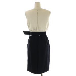 Diagram GRACE CONTINENTAL ノースリーブワンピース ひざ丈 タイト スキッパー 切替 ベルト 36 S ライトベージュ 紺 ネイビー OF