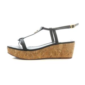 TORY BURCH サンダル ロゴ ウェッジソール ストラップ 6 23.0cm 黒 ブラック 12138328