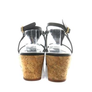 TORY BURCH サンダル ロゴ ウェッジソール ストラップ 6 23.0cm 黒 ブラック 12138328