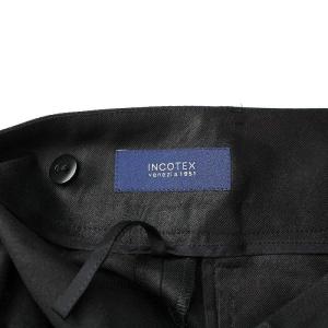INCOTEX ストレートパンツ スラックス センタープレス 麻 リネン混 38 M 黒 ブラック