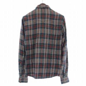 BALMAIN ウエスタンシャツ 長袖 チェック コットン 37 S グレー マルチカラー