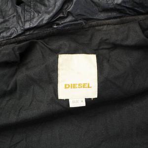 DIESEL 中綿ジャケット ジップアップ フード レザー切替 キルティング M 黒 ブラック