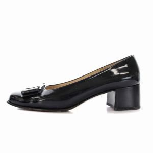 Salvatore Ferragamo パンプス チャンキーヒール ヴァラリボン スクエアトゥ 6.5C 24cm 黒 ブラック