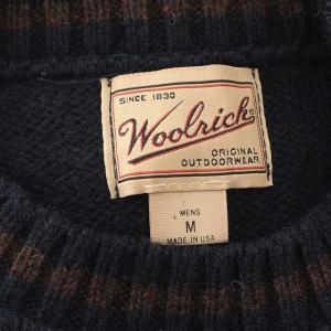 WOOLRICH ニット ウール ナイロン混 セーター 長袖 M ネイビー 紺 茶