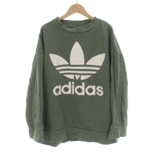 スウェット トレーナー プルオーバー リラックスフィット ロゴ プリント 長袖 S 緑 グリーン