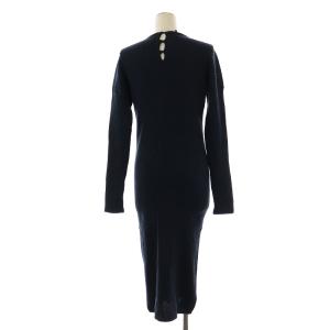 DOLCE&GABBANA リブニットワンピース ロング 長袖 ボタン 44 XL 紺 ネイビー GY06