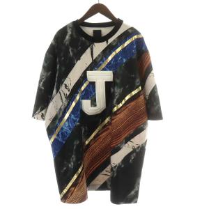 Tシャツ カットソー 半袖 ロゴ プリント オーバーサイズ 52 L マルチカラー 黒 ブラック 青 ブルー