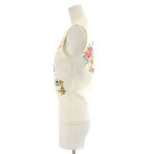 Christian Dior カットソー ノースリーブ コットン 刺繍 金魚 2002 36 白