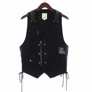vital evac safety thread デニムベスト ジップアップ ロゴプリント M 黒 ブラック